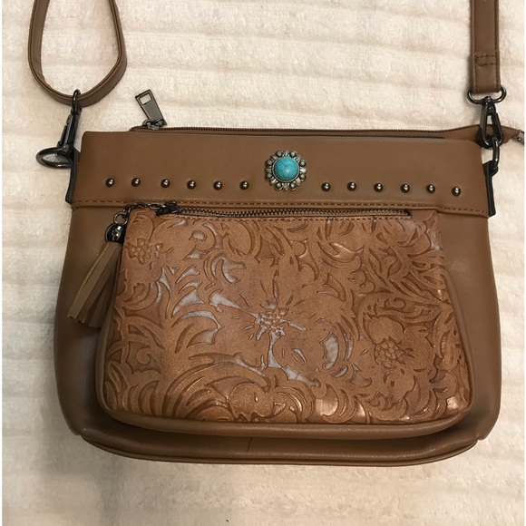 Bags Nwot Womens Crossbody Bag Turquoise Stone Accent Zipper Closers